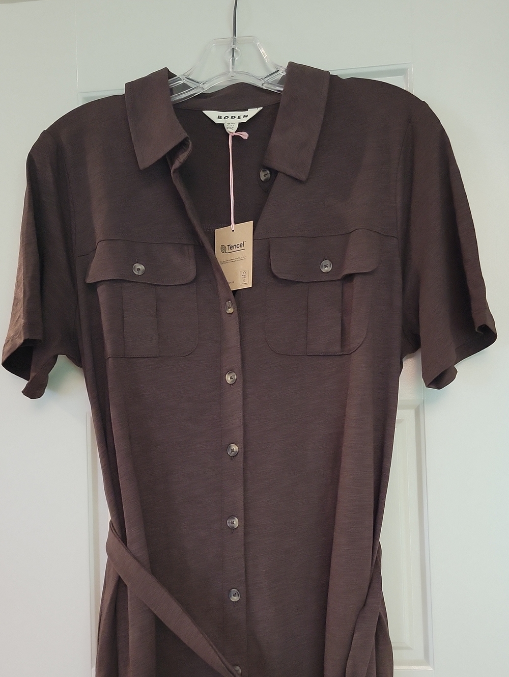 NWT Boden MAVIS Midi Shirt Dress 10 PETITE Bitter Chocolate - Picture 10 of 12